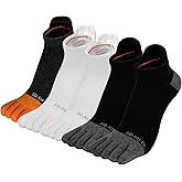 SOJOFEL Men's Ankle Toe Socks - Five Finger Cotton Socks No Show Athletic Running Breathable Mesh Low Size 9-13 5 Pairs