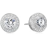 Amazon Essentials Cubic Zirconia Classic Halo Stud Earrings in Sterling Silver