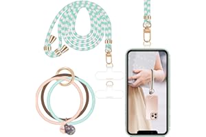 ROCONTRIP Phone Lanyard,2 in 1 Crossbody Lanyard Fashion Silicone Wrist Strap Phone Charms with 2 X Phone Patch for Women Shopping Traveling Outdoor(Coffee)