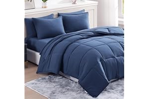 Parure de lit prélavée 7 pièces, livrée dans un sac, avec couette, draps, taies d'oreiller et couvre-oreillers – Pour grand l