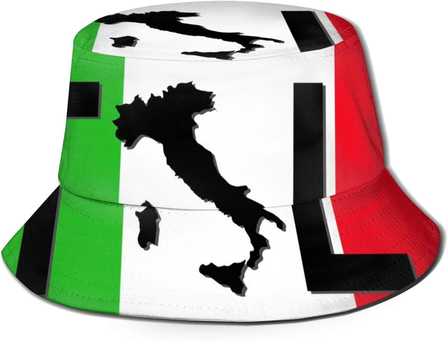 DOWNN Fisherman's Hat 3D Italy Flag Italian Map Collapsible Bucket Hat Summer Sun Hat for Men