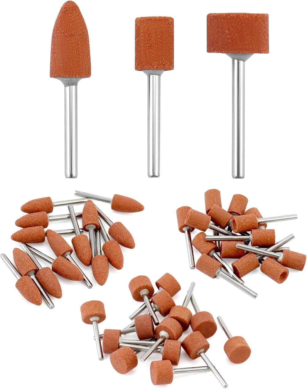 QWORK 42pcs Grinding Wheel Heads 1/8in Shank for Stone Glass Metal Wood