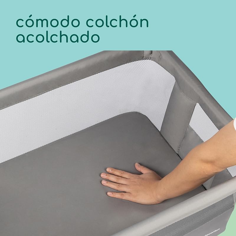 Zina Colecho Bebé y Cuna Independiente Desde el Nacimiento hasta los 6 Meses (de 0 a 9 kg), Cuna Bebé Plegable, 5 Posiciones de Altura Ajustables, Colchón Reclinable, Mineral Grey