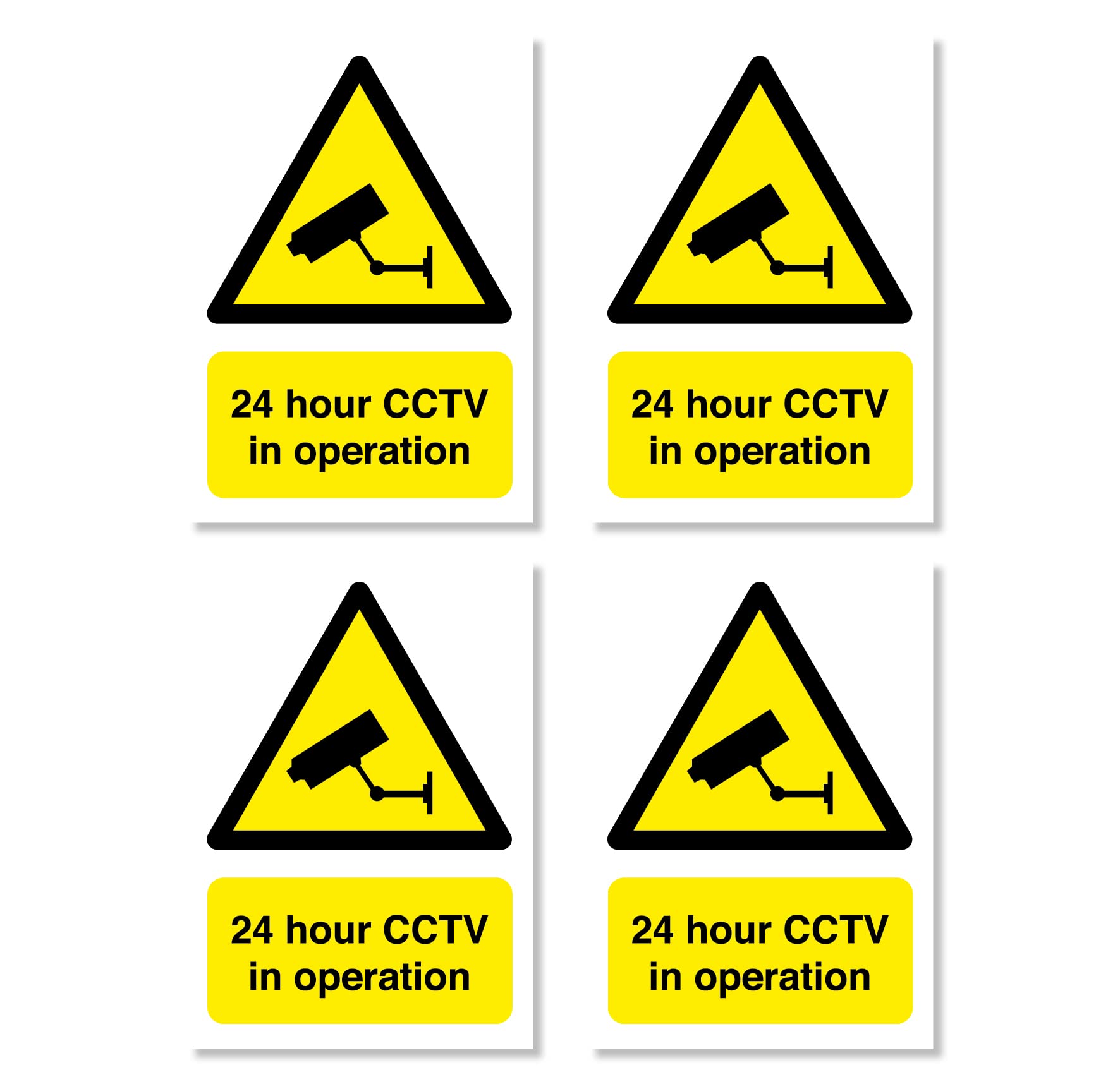 CCTV in Operation - Pack of 4 - Safety Sign - Security Camera Warning Triangle - Closed Circuit TV - Warning Safety - A5 148mm x 210mm 3mm Foamex - Outdoor or Indoor Use - Punkcards