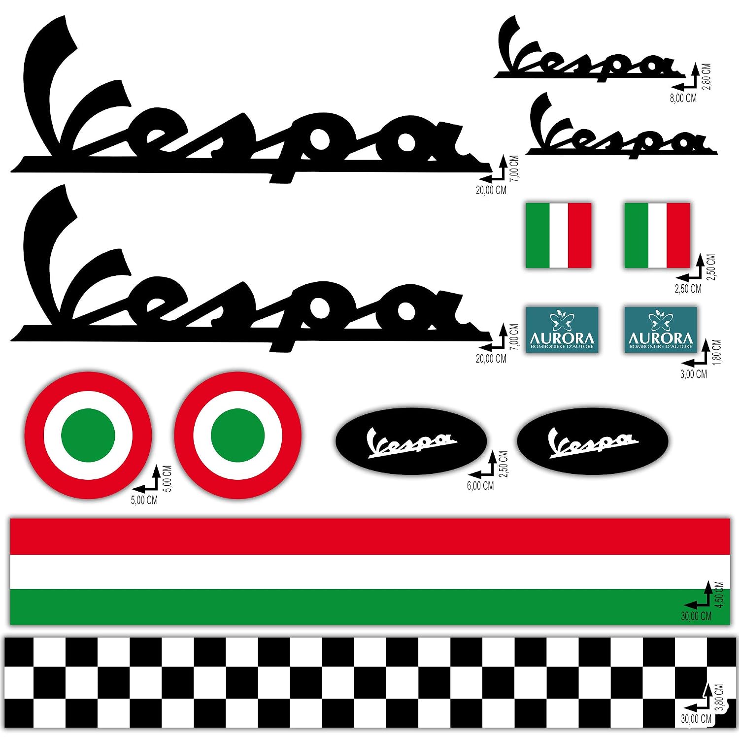 Decalcomanie Nero Rosso Blu Giallo Arancione Strisce Italia Cerchio  Bandiera Scacchi Helmet VINILE LUCIDO HD Adesivi per Casco Kit VESPA  urban-earth.co.uk