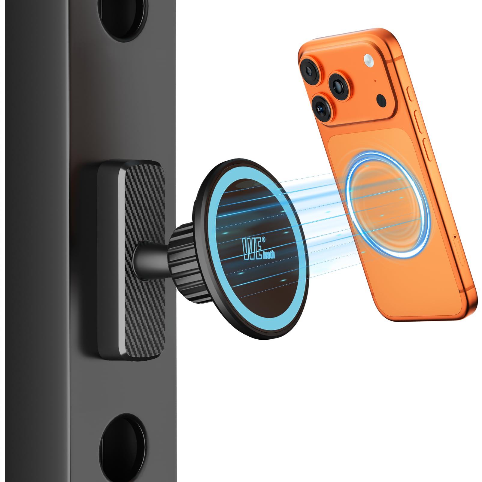 welvath Dual Magnetic Phone Holder for Gym, Workout, Kitchen or Any Metal Surface, Magnet Base Mount & Power Magnet Phone Mount for MagSafe iPhone 17 16 15 14 13 12 Series