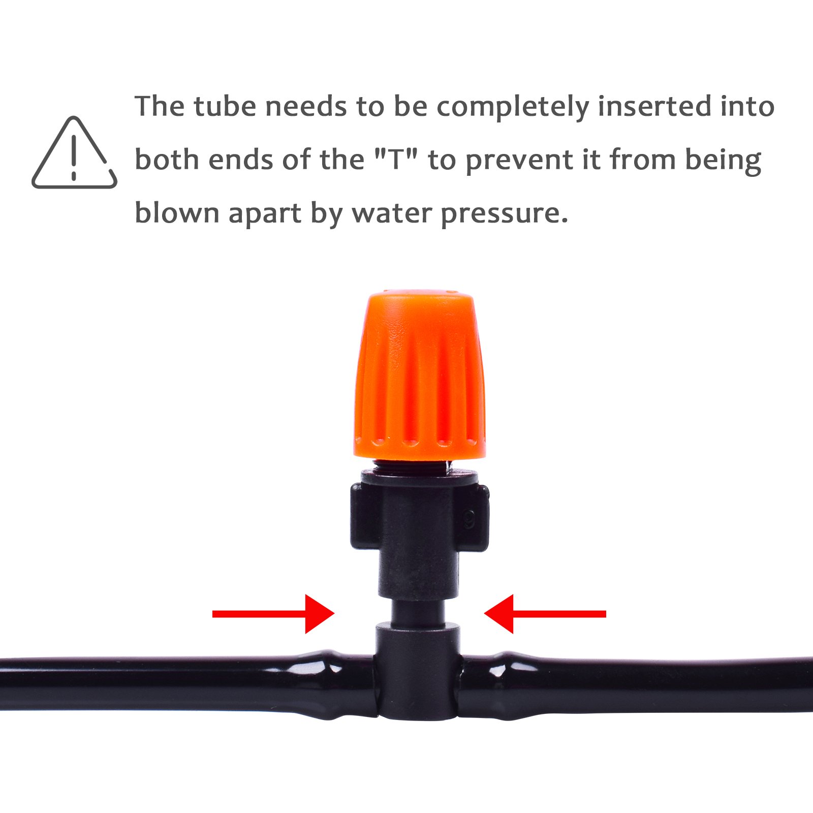 MIXC 1/4-inch Drip Irrigation Kits Accessories Misting Cooling System with 50ft 1/4” Blank Distribution Tubing Hose, 20pcs Misters, 20pcs Barbed Fittings, 3pcs Quick Adapter, Model: GG0A