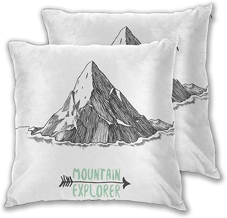 Amazon Co Jp Niesikkla クッションカバー2枚セット装飾枕カバー テーマイラストを探索する矢印の付いたスケッチスタイルの山 北欧 可愛い 枕カバー 上品 インテリア 飾り 家庭用 レストラン用 ホテル用 部屋雑貨 ソファー 45x45cm ホーム キッチン