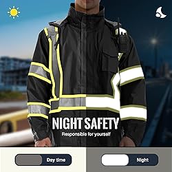 SKSAFETY Hi Vis Reflective Work Rain Jacket for Men