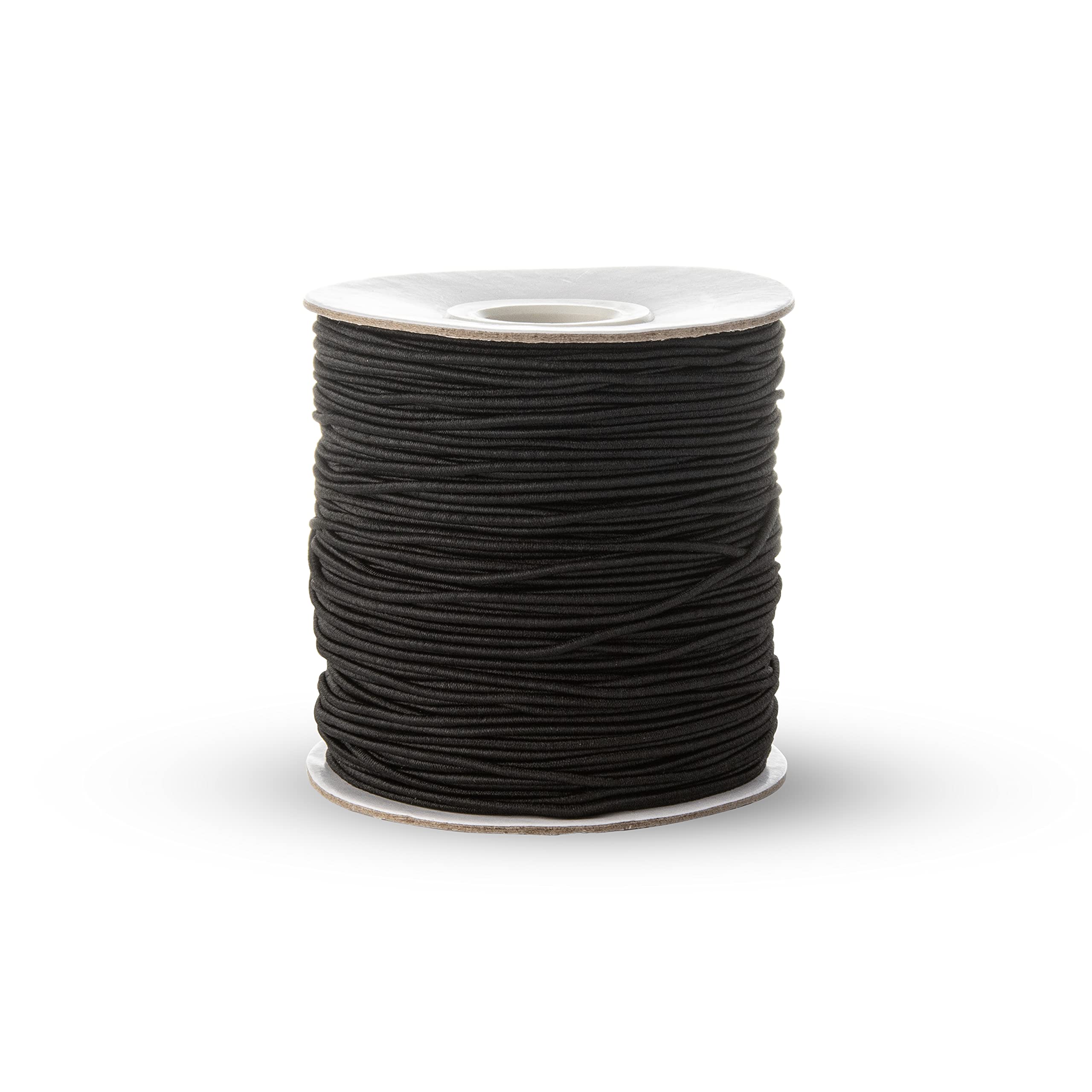 Realm Elastic Cord/Round Hat Elastic Black & White (1mm, 2mm & 3mm) Craft, Jewellery Stringing, Masks, Party Hats (Black, 1mm - 20 Metres)