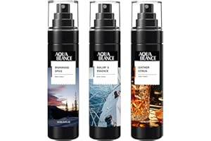 AQUA BLANCE Body Spray for Men, Mens Body Refreshing Spray, Long Lasting, Pack of 3, Each 3.4 Fl Oz, Total 10.2 Fl Oz, Ironwood Spice, Sailor' s Essence, Leather Citrus