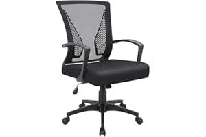 VICTONE Home Office Desk Chair Task Mid Back Mesh Office Chair Ergonomic Swivel Lumbar Support Desk Computer Chair (Black)