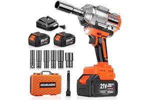 GEARLASSO 1/2" Cordless Impact Wrench 1600Nm(1200Ft-lbs) High Torque Brushless Impact Gun with 2 x 4.0Ah Batteries, 6 Sockets, Charger, Extension Bar, Variable Speeds for Home/Car/Truck/RV/Mower