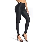Hooxum Womens Faux Leather Leggings - High Waisted Black Leather Pants Sexy Tummy Control Stretch Comfy Pleather Tights