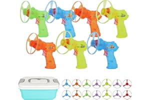 7 Pack Launching Toy Flying Disc Shooters for Kids,Cyclone Gyro Launcher Flying Saucer Ejection Flying Disk Spinning Top Toy 