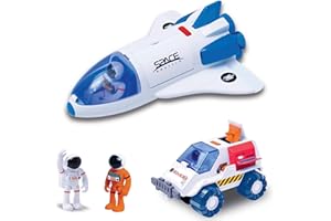 ASTRO VENTURE Space Playset - Toy Shuttle & Space Rover with Lights & Sound & 2 Astronaut Figurines for Boys & Girls