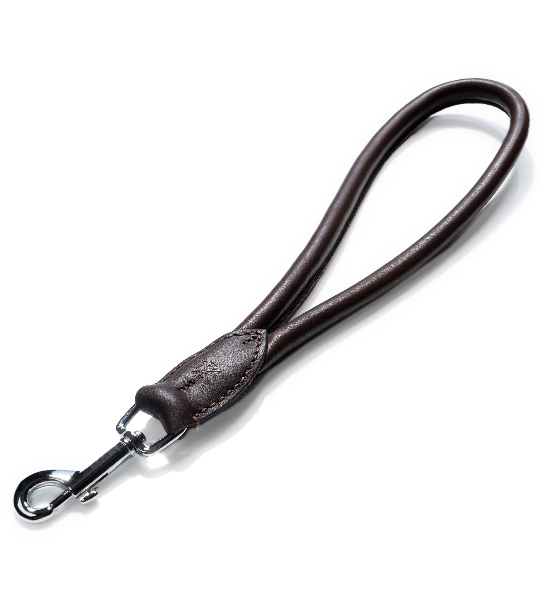 Jack & Russell Leash 'Bear' Short, 30 cm, 1.2 cm Diameter, Dark Brown, Leather Dog Lead