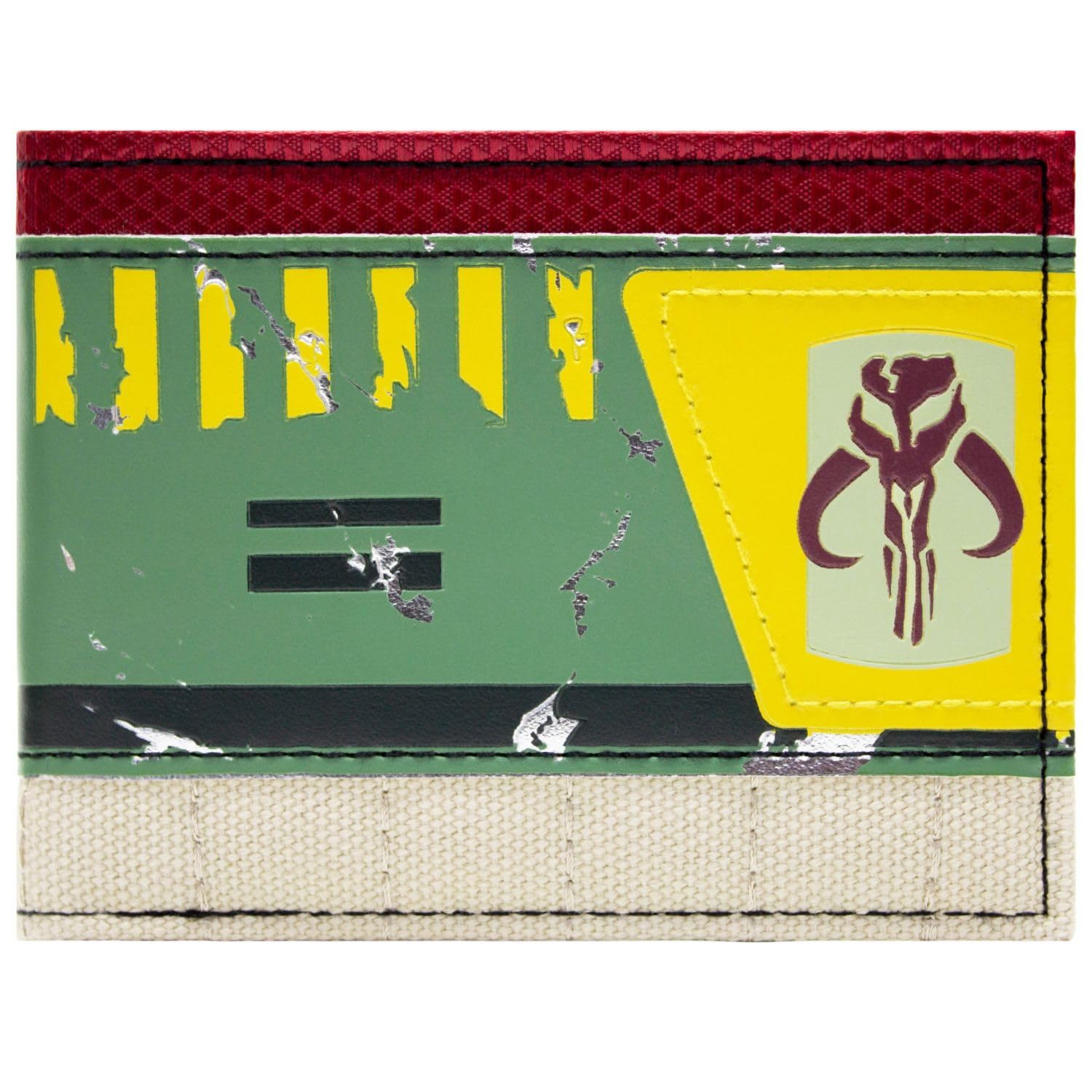 The Empire Strikes Back Star Wars Mandalorian Boba Fett Battle Worn Armour Green ID and Card Bi-Fold Wallet, One Size
