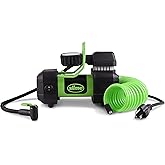 Slime 40045 Home Tire Inflator, Wall Mounted 120V, SUV, 4x4 Air Compressor, Heavy Duty, 2X Pro Power, with Analog 100 psi Dial Gauge, Long Hose and LED Light, 4 min Inflation