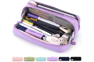 CICIMELON Large Capacity Pencil Case Pouch with Zipper Spacious Opening Pen Bag School Office Storage for Students Girls Boys Adults, Purple