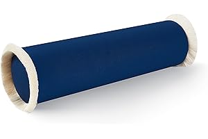 Hofdeco Premium Coastal Hampton Style Patio Indoor Outdoor Bolster Pillow Cover Only, 6"x20" Water Resistant for Backyard, Couch, Solid Navy Blue Fringe