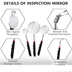 Copkim 3 Pieces Telescoping Inspection Mirror