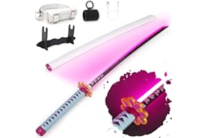 RENGENG Light Up Sword, 40 Inches Rechargeable Pre-Assembled Plastic Anime Replica with Belt & Stand, Original Texture Anime 