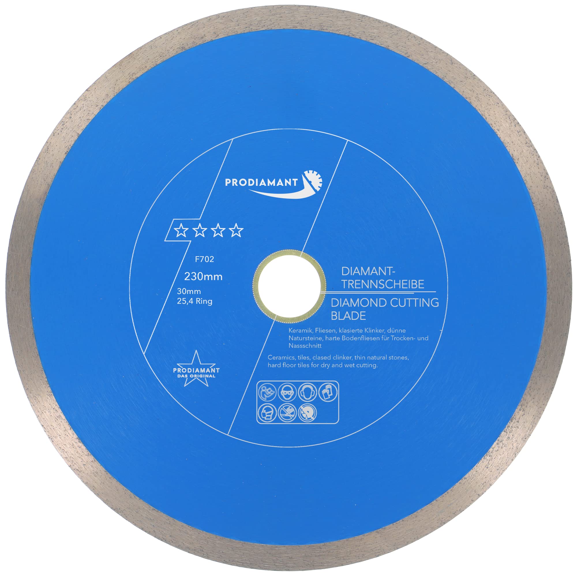PRODIAMANT Professional diamond cutting disc PRORIM 230 mm x 30/25.4 mm will not break out with glazed tiles porcelain stoneware ceramic