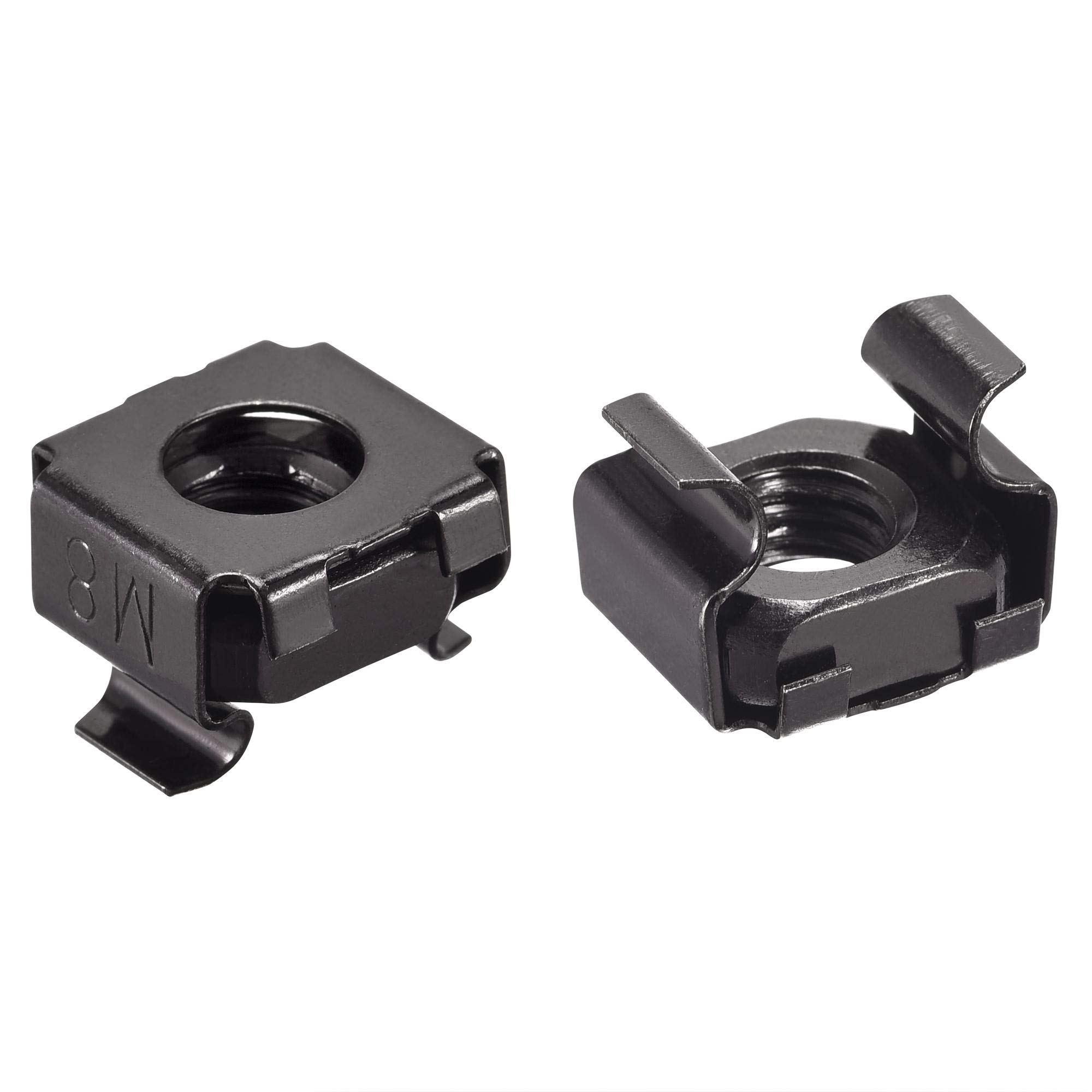 sourcing map Snap-in Cage Nuts - M8 x 1.25mm Carbon Steel Metric Nut for Server Shelve Cabinet 10pcs