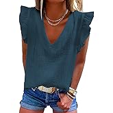 Dokotoo Womens 2026 Cute V Neck Ruffle Sleeveless Shirts Elegant Tank Tops Blouses