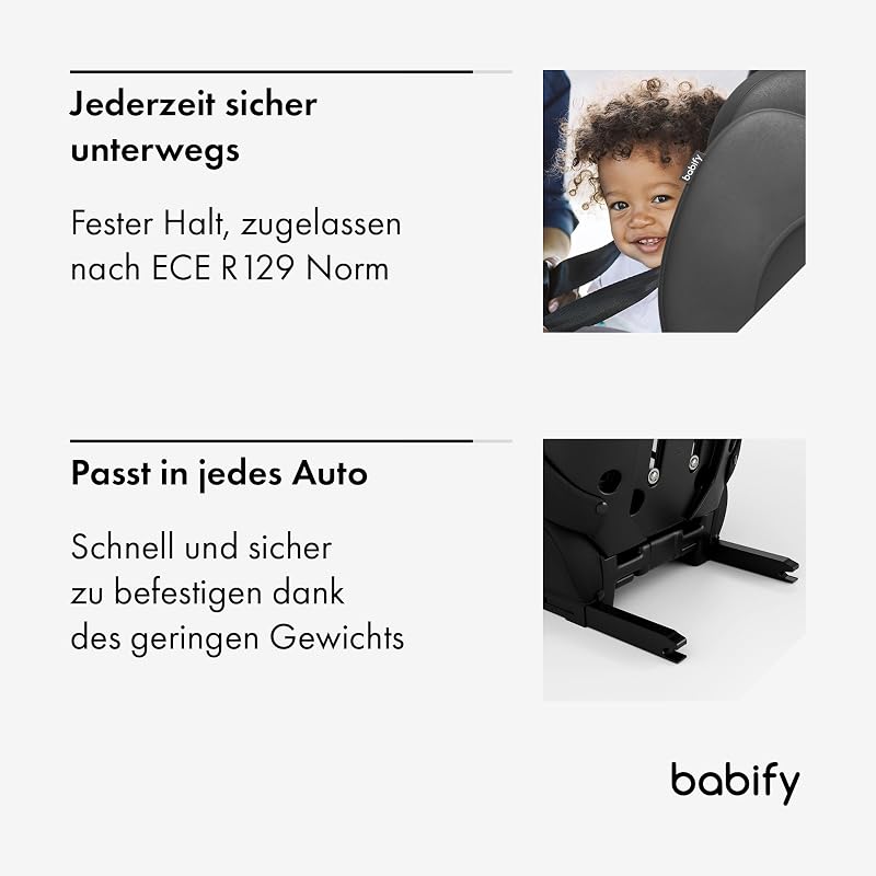 FlexiFit Basic Kindersitz 15–36 kg - ECE R129, Isofix, 13-Fach Verstellbare Kopfstütze, Faltbares Design, Waschbarer Bezug, Auto Kindersitz Ab 3 Jahren, Schwarz