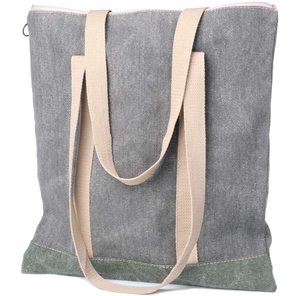 Flwydran Women Handbag Shopping Tote with Zipper Crossbody Unisex Work School Imitation linen Canvas Reusable Grocery Tote Bags
