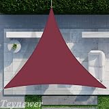 Teynewer Triangle Shade Sail 5x5x5m Waterproof UV Block 98% Red view 5