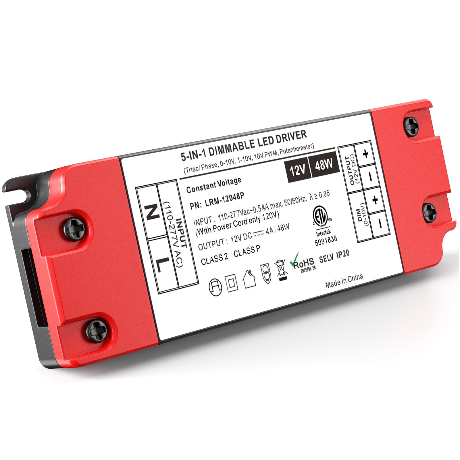 Photo 1 of 48W 12V Dimmable LED Driver, 5 in 1 TRIAC/0-10V/1-10V/10V PWM/RX AC to DC Lighting Power Supply Transformer for All Lutron & Levition Dimmer, Constant Voltage Projects, UL&FCC-Listed, Class 2