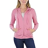 ToBeInStyle Women’s Lightweight Long Sleeve Zip-Up Hoodie Jacket w/Kangaroo Pocket