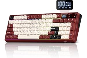 RK ROYAL KLUDGE M100 Wireless Mechanical Keyboard w/Screen & Dual Knobs, Tri-Mode Gasket Mount Gaming Keyboard with Number Pa