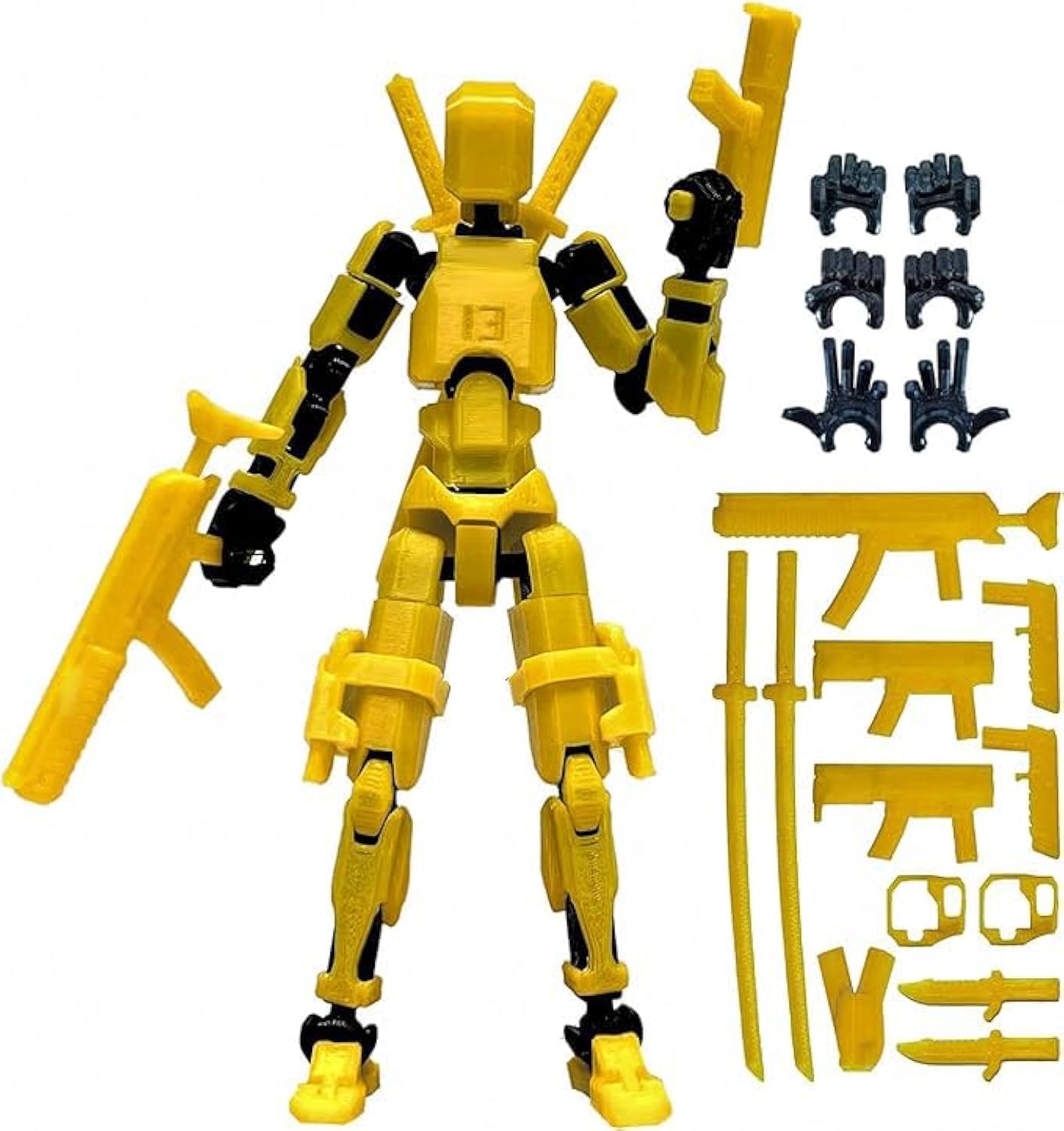 Photo 1 of (Assembly Completed) 3D Printed T13 Action Figure, Dummy 13 Collectible Action Figure Articulated, for Collectors Desktop Decorations,muñeco de acción (Yellow Black)