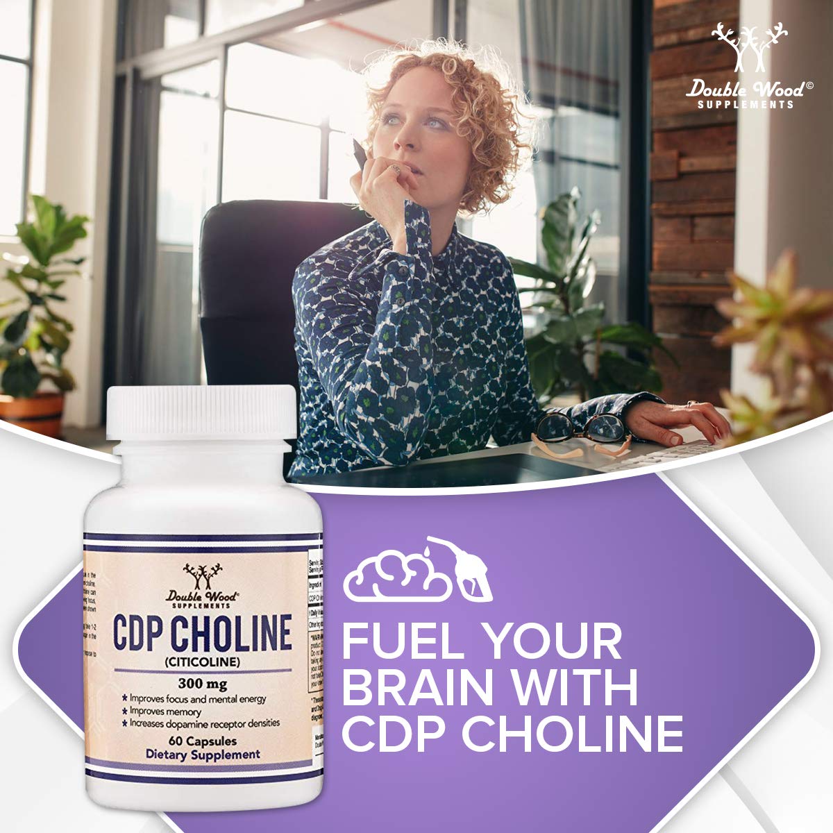 CDP Choline (Citicoline) Supplement, Pharmaceutical Grade, Made in USA