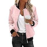 Zeagoo Women's Bomber Jacket Casual Coat Zip Up Spring Fall Clothes with Pockets S-XXL