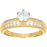Jewels By Lux 14kt Yellow Gold Womens Cubic-Zirconia Bridal Anniversary Engagement Wedding Ring