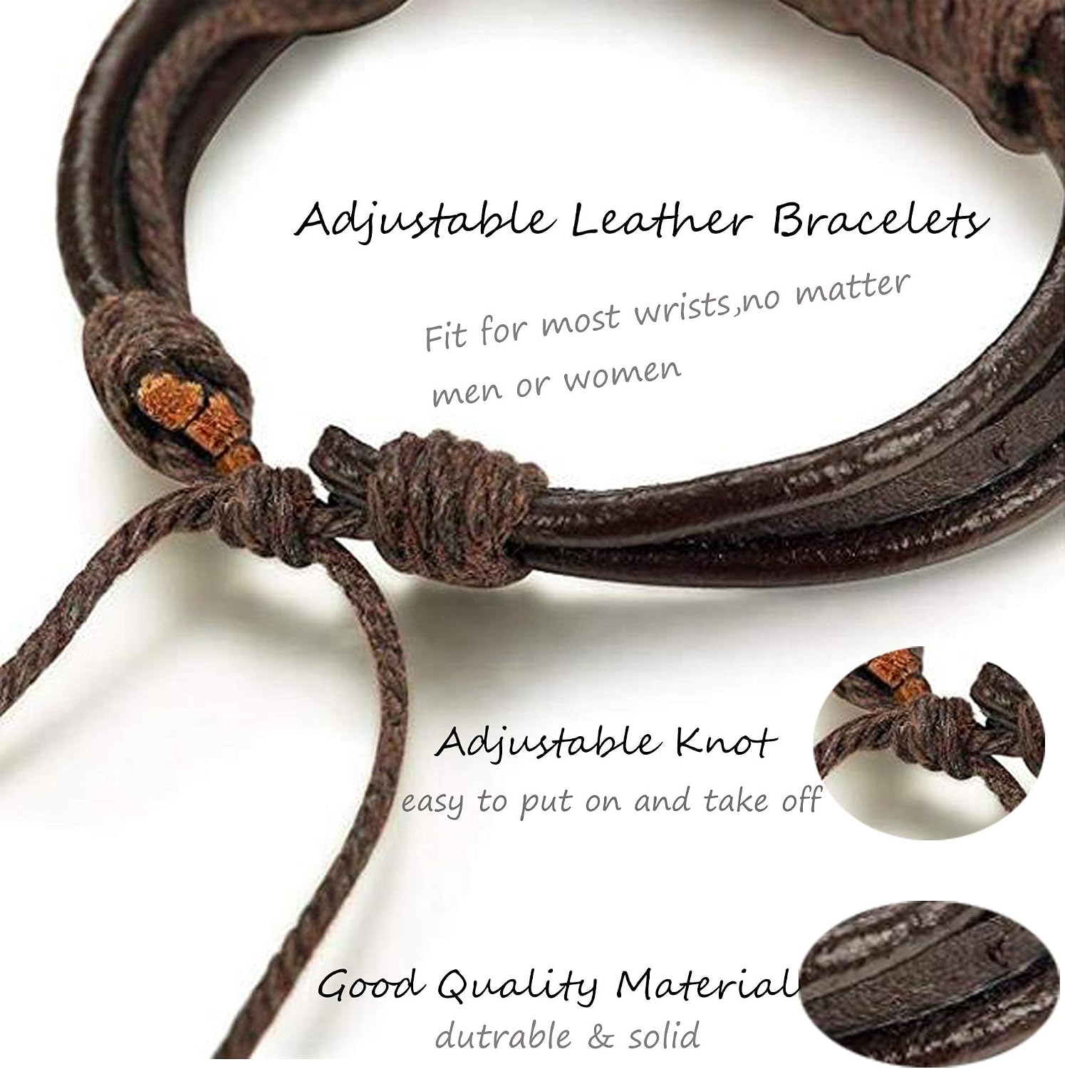 MILACOLATO 26Pcs Woven Braided Leather Bracelet for Men Women Hemp Cords Wood Beads Cuff Bracelets Adjustable - Image 5
