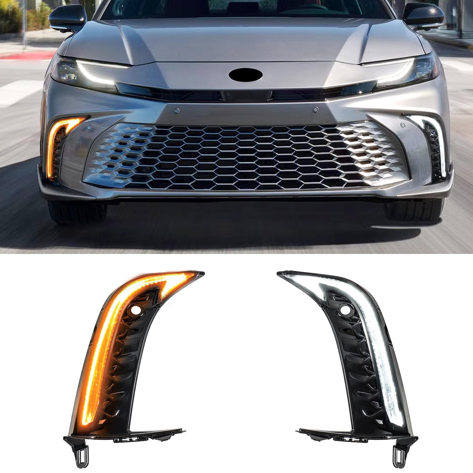 Photo 1 of Fancemot LED Fog Lights Compatible with 2025 2026 9th Gen Toyota Camry SE XSE – Front Bumper DRL Daytime Running Lights with Amber Sequential Turn Signal Lights