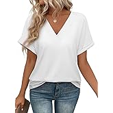 ATHMILE V Neck T Shirts for Women Summer Tops Soft Casual Short Sleeve Cute Basic Trendy Outfits 2025