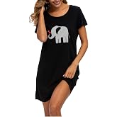 ENJOYNIGHT Women Cotton Short Sleeve Print Nightgown Casual Sleepshirt | Soft Crew Neck Nightshirt, Cozy Loungewear & Lovely Gift for Mom and Wife