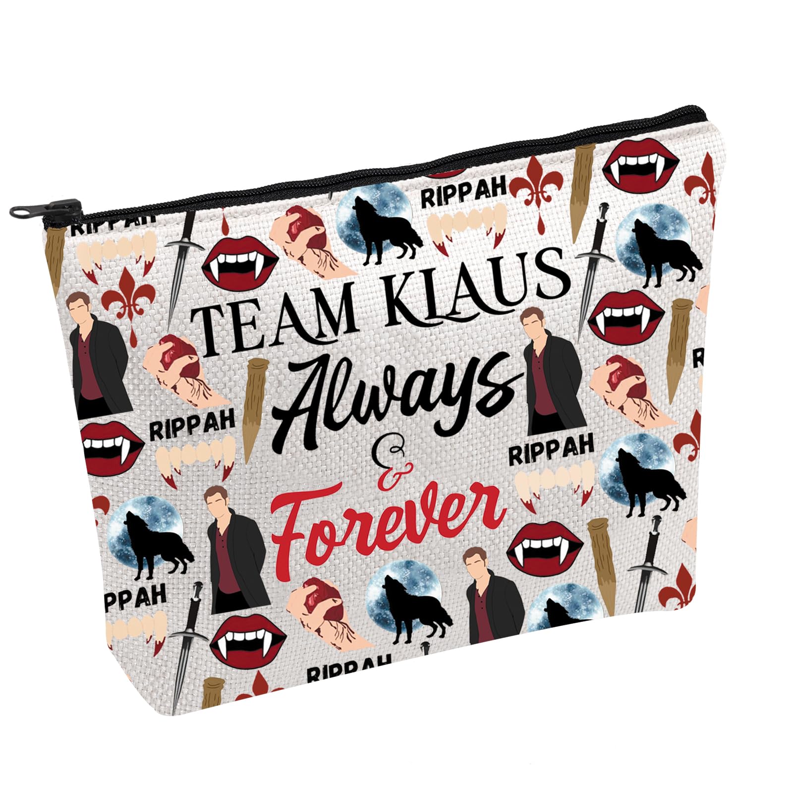 Vampire TV Show Makeup Bag Team Klaus Always Forever Cosmetic Bag Klaus Mikaelson Fans Gift (Team Klaus B)