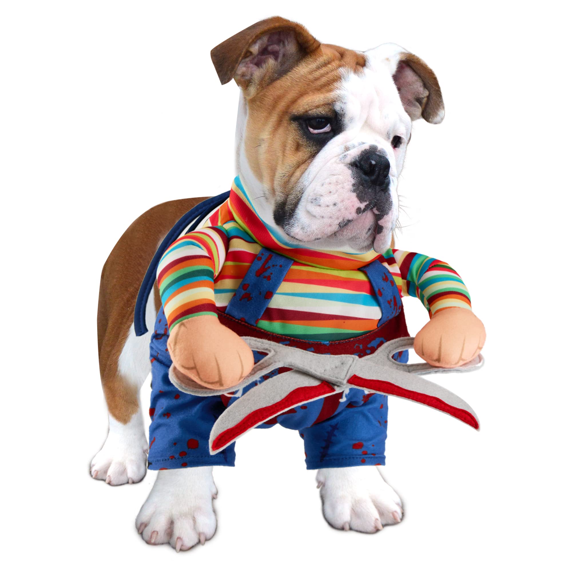 DELIFUR Dog Halloween Costume Pet Funny Clothes with Scissors Pet Awful Outfits Cat Cosplay Suit for Small to Large Dogs(L)