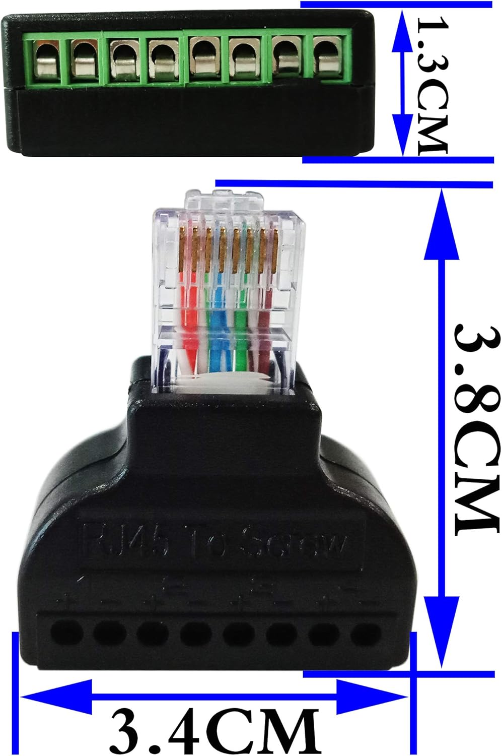zdyCGTime RJ45 Male Plug to 8P 8C Female Bolt Screw Type terminals Ethernet Gold Plated Net Network Plug Cable,Apply to AV CCTV UTP Cat5 Cat6 Cat7 Connectors.(1 Pack) - Image 3
