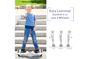SISIGAD Hoverboard for Kids Ages 6-12, with Built-in Bluetooth Speaker and 6.5" Colorful Lights Wheels, Safety Certified Self Balancing Scooter Gift for Kids