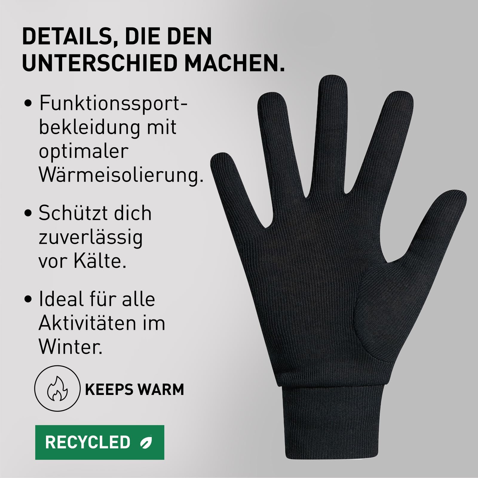 Odlo Sporthandschuhe Herren Damen Active Warm I Unterziehhandschuhe I Ski Handschuhe Sporthandschuhe I Unisex 2