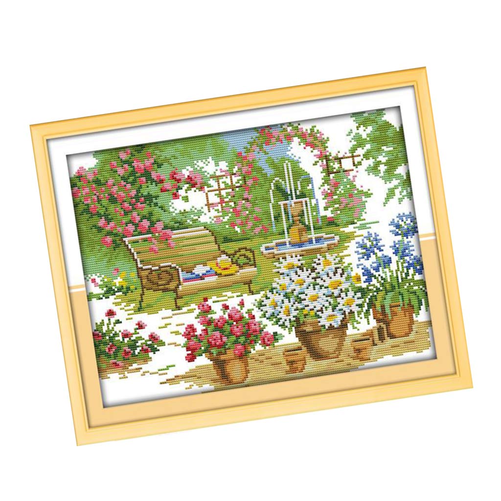 Bonarty Dimensions Counted Cross Stitch Kit, Garden Christmas Cross Stitch Kits, 11 Count, 45 x 36 cm